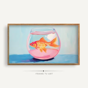 金魚の水中テレビフレームアート、コケットルームの装飾、水族館の魚の絵画、子供部屋のアートワーク