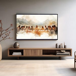 Christian home decor featuring a digital painting of The Last Supper, bringing faith and inspiration to any sacred space.