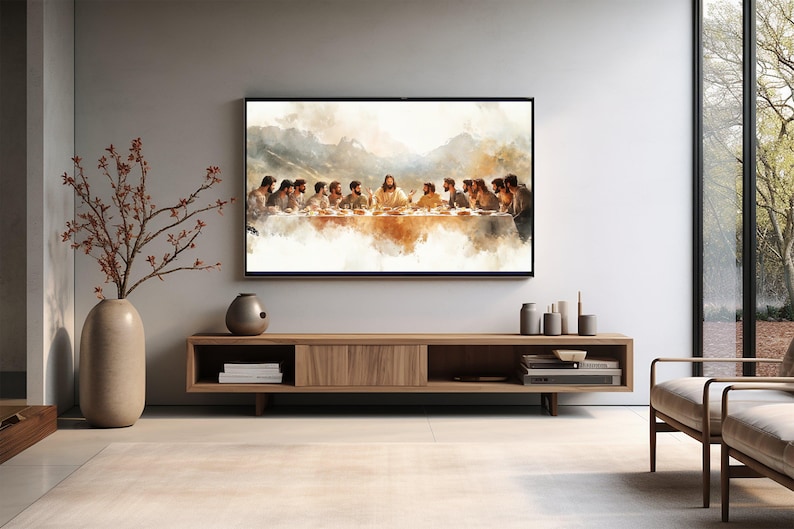 Christian home decor featuring a digital painting of The Last Supper, bringing faith and inspiration to any sacred space.
