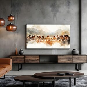Inspirational religious painting of The Last Supper, a must-have for faith-based decor and spiritual living spaces.