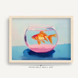 Goldfish Bowl Art Print: Colorful Pet Wall Decor (Digital Download)