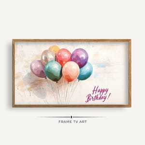 Happy Birthday TV Frame Art, Digital Download, Party Balloons, Birthday Decor, Samsung Frame TV Art, Celebration Art, Instant Download