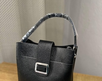 Black Genuine Leather Handbag: Elegant Turkish Lock, Minimalist Design
