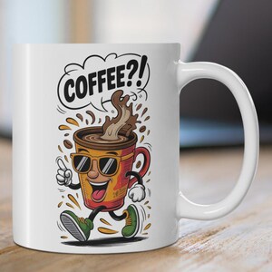 Tasse Café Cartoon, Mug Animé Drôle, Cadeau pour Amoureux de Café, Tasse café amusante, Tasse rigolote, Cadeau drôle café