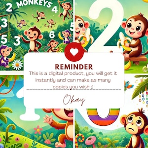 サルを数える - デジタルキッズブック | 楽しいジャングルの数字アクティビティ | 0～9 の数え方を学ぶ