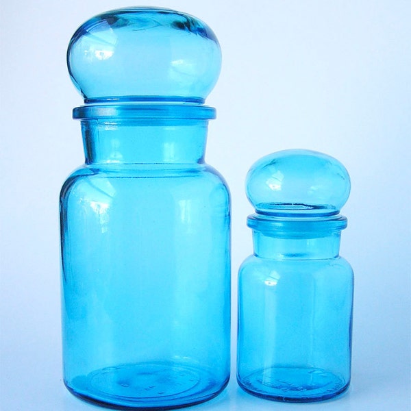 Turquoise Glass Canisters European Retro