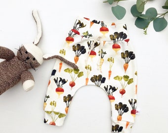 Vegetable Organic Baby Pants, Gender Neutral Kids Pants, Carrots Baby Leggings, Baby Gift Under 30