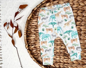 Safari Animals Baby Pants, Baby Leggings, Winter Kids Pants, Unisex Joggers