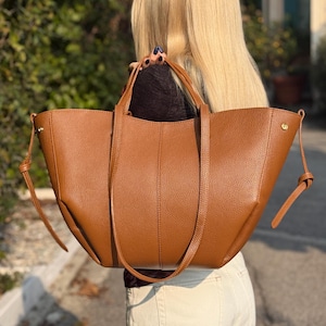 Handmade Italian Leather Tote Bag, Brown Italian Leather Handbag, Leather Shoulder Bag, Handmade Leather Purse, Leather Bag, Gift for Her