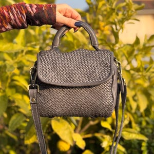 Sac à main en cuir italien tressé doux, petit sac bandoulière pour femme, sac en cuir tressé, sac à poignée supérieure, sac à main bordeaux, meilleur cadeau pour elle