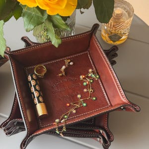 Leather Tray, Designer Desk Organizer, Valet Tray, Jewelry Organizer, Catch All Tray, Key Tray, Coin Holder, Home Decor Gift, Leather Gift