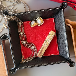 Handmade Leather Valet Tray, Jewelry Tray, Desk Organizer, Jewelry & Watch Holder, Coin Key Tray, Catch All Tray, Tray Decor