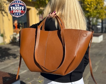 Handgemachte italienische Leder-Einkaufstasche - strukturierte Leder-Umhängetasche, Alltags-Arbeit & Reise-Tasche, Vollnarbenleder-Handtasche