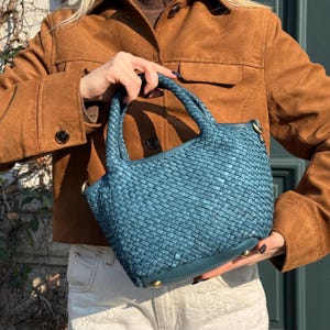 Soft Woven Italian Leather Handbag, Woven Leather Bag, Designer Crossbody Bag for Women, Handmade Italian Leather Tote, Best Gift for Her