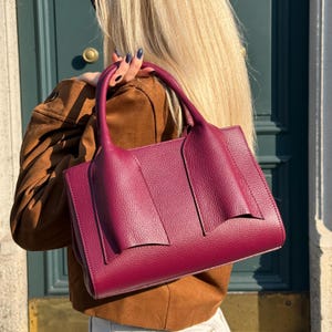 Burgunderrote Umhängetasche, handgemachte Ledertasche, kleine Crossbody-Tasche, Designer-Lederhandtasche, Schultertasche, echtes Leder & Taschengeschenk
