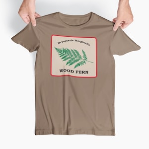 Wood Fern T-shirt, Botanical Plant Tee, Nature Lover Shirt, Earthy Green Top, Unisex Plant Graphic Apparel