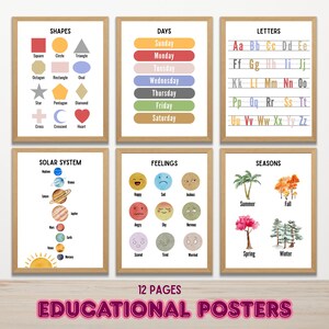 12 Educational Posters for Kids, Montessori Classroom Wall Decor, Learning Posters, Kids Room Decor, Homeschool Prints, Digital Prints