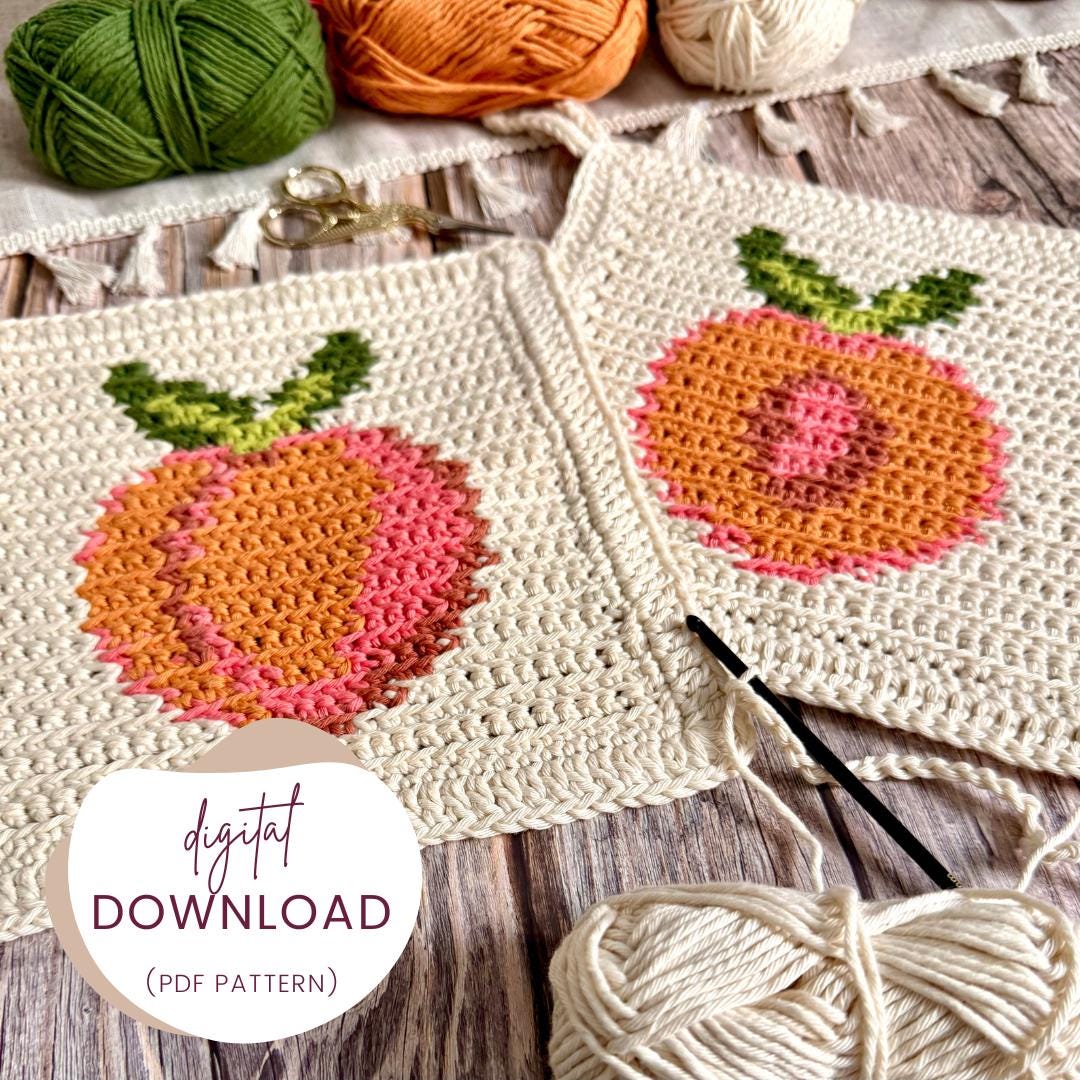 Peach Crochet Dishcloth Pattern Bundle: Fruit Chart (PDF Pattern) - Etsy