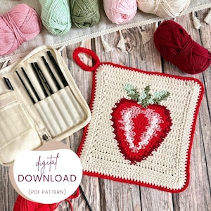 Strawberry Crochet Potholder Pattern: Tapestry Chart Design (PDF Download)