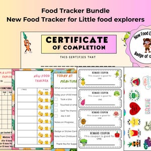 Little Food Explorer Reward Chart Bundle, Picky Eater Tracker, Printable Charts, Certificates, Sticker Sheets + Cricut PNGs, Mealtime