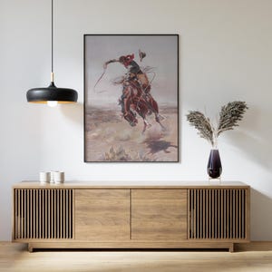 Impression d'art Cowboy sur cheval, décoration esthétique western, art mural sud-ouest, impression d'art western, art mural cowboy, cowboy dans le Far West