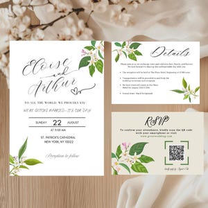 Minimalist Wedding Invitation Template, Spring Wedding Invitation, Wildflower Wedding Invite, Floral  Boho Elegant Printable Download