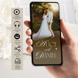 Rustic Wedding Invitation Video | Editable MP4 Digital Invite | Vertical Animated Template for Phone | Boho Greenery Design