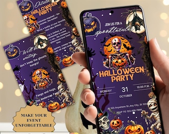 Animated Halloween Invitation | Digital Spooky Party Video Evite | Editable Canva Template