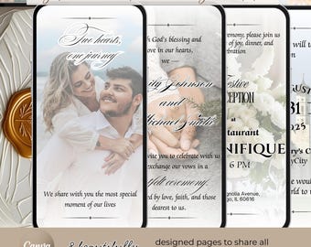 Animated Wedding Invitation Video, Digital 8-Page MP4 Template, Elegant Online Wedding Invite, Editable & Personalized