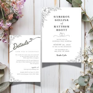 Elegante minimalistische Hochzeitseinladung, sofortiger Download digitale Hochzeitseinladung, zeitlose Hochzeitseinladung, minimale Hochzeitseinladung