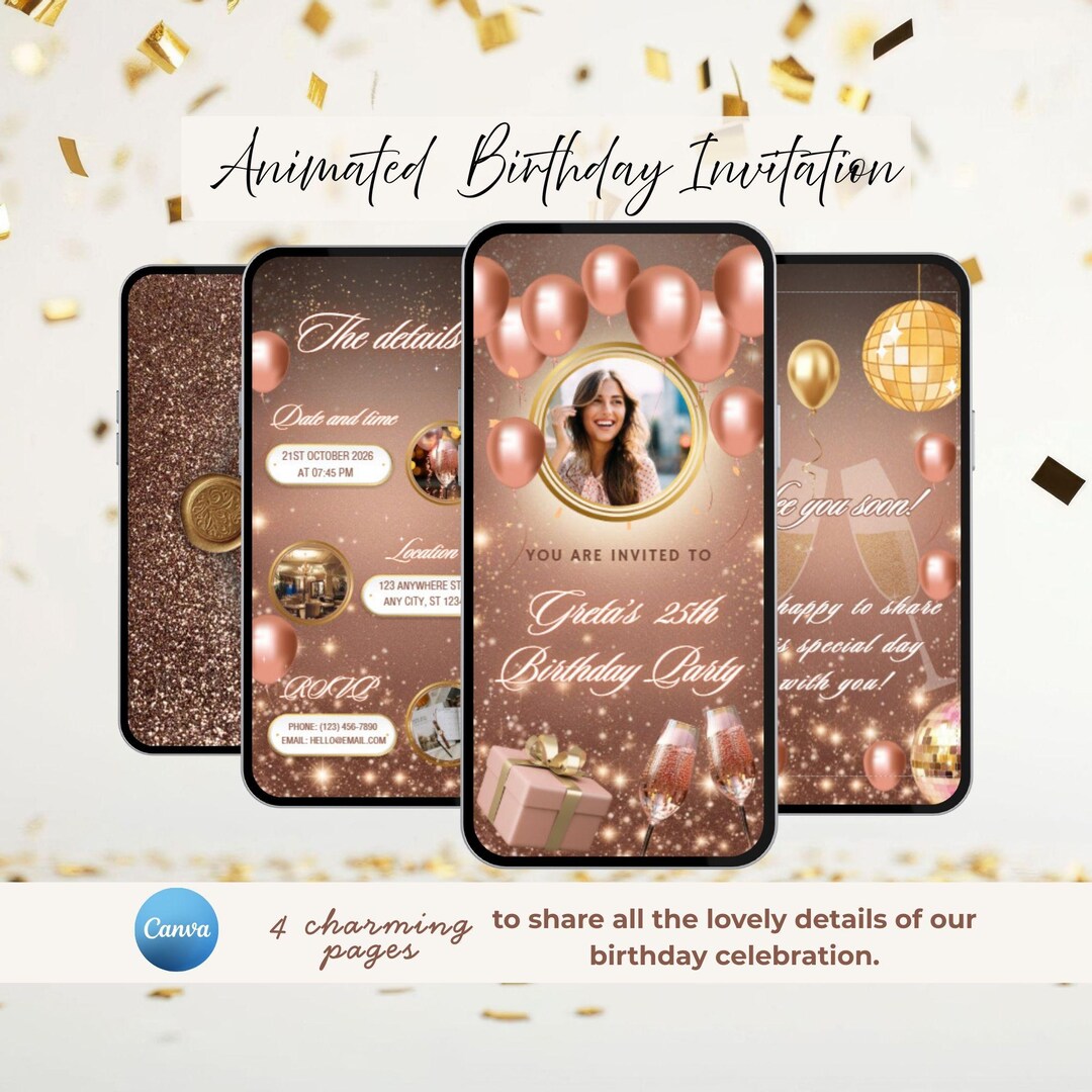 Editable Animated Birthday Invitation | Digital Birthday Invite - Etsy