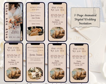 Boho Animated Wedding Invitation: Terracotta Floral Save the Date Video (MP4 Digital Download Canva Template)