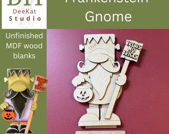 DIY Frankenstein Gnome – Halloween Craft Kit, Laser Cut Wood Blank