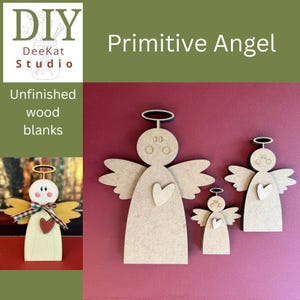 DIY Primitive Angel Wood Blanks – Folk Art Chunky Angel in 3 Sizes, Unfinished Christmas or Everyday Shelf Sitter