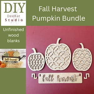 DIY Fall Harvest Pumpkin & Sign Kit: Unfinished Shelf Sitter Set