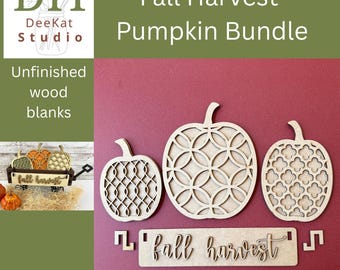 DIY Fall Harvest Pumpkin & Sign Kit: Unfinished Shelf Sitter Set