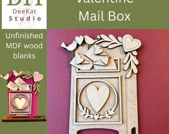 DIY Valentine Mailbox Shadow Box Insert with Freestanding Base Options | Unfinished MDF