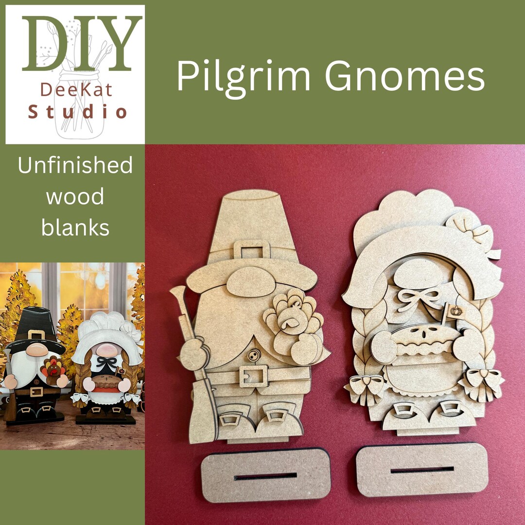 DIY Pilgrim Gnome Kit: Unfinished MDF Thanksgiving Craft - Fall Decor ...