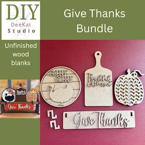 DIY Thanksgiving Mini Sign Set: Unfinished Blanks for Fall Decor