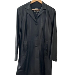 MANEBO Vintage Black Women Coat Made in Italy Genuin Leather, NEW, IT size 44 M L