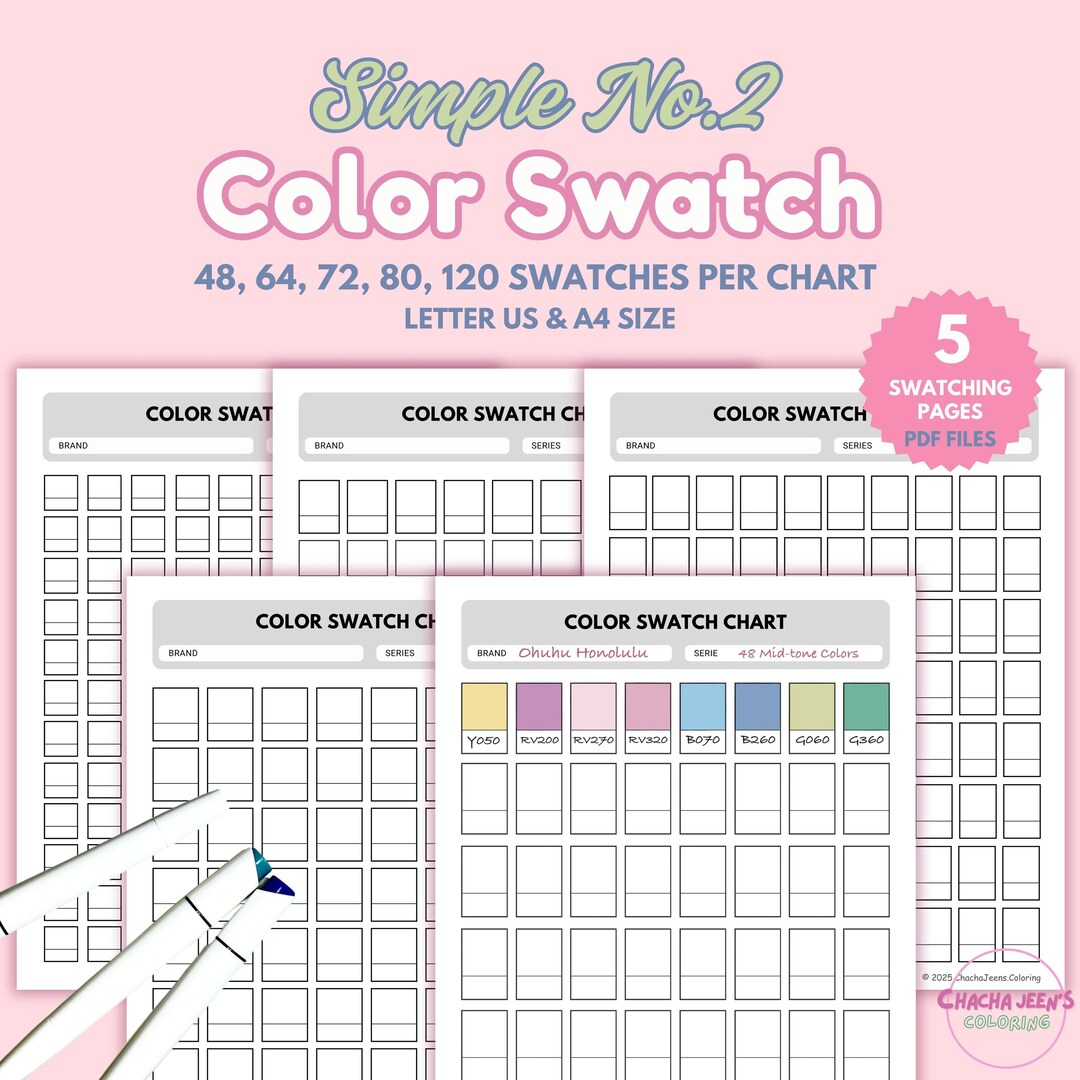 Color Swatch Test Color Swatch Chart: Marker & Watercolor Testing (printable PDF) - Etsy