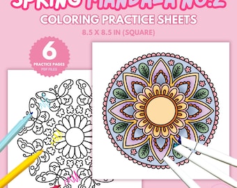 Spring Floral Mandala Coloring Pages: 6 Printable Designs (PDF)