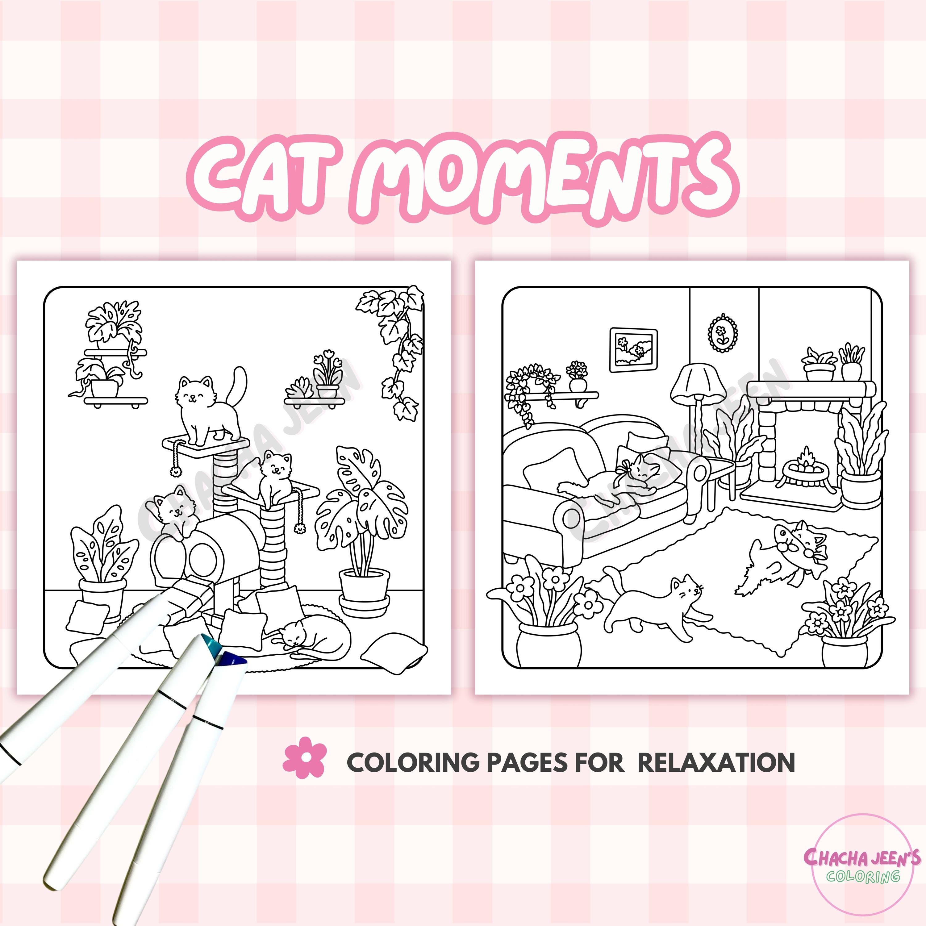 Cat Moments Coloring Pages , Cozy Meow Moments, Cute Cat Activities PDF ...