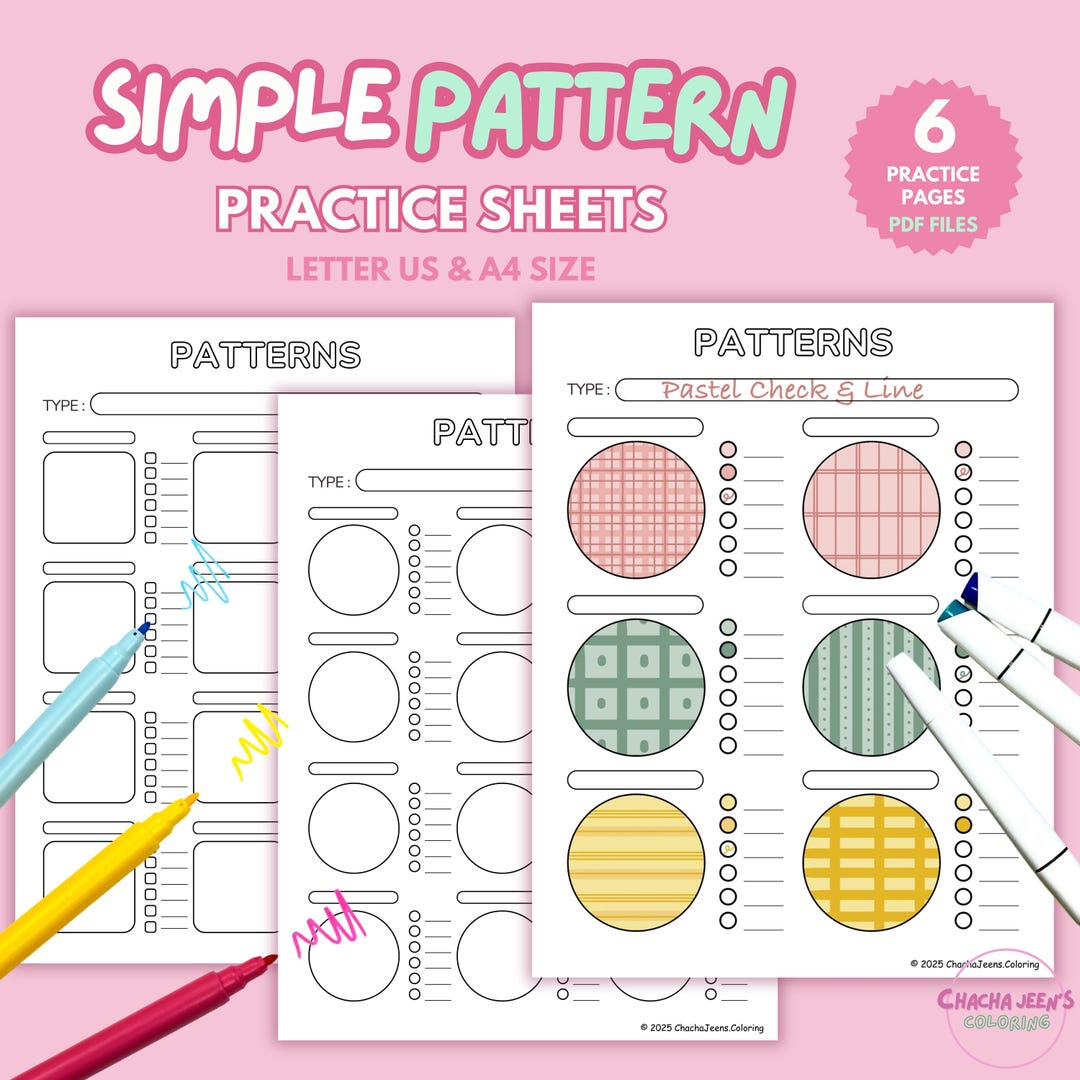 Coloring Practice Pages, Simple Pattern Practice Page, Pattern Color ...