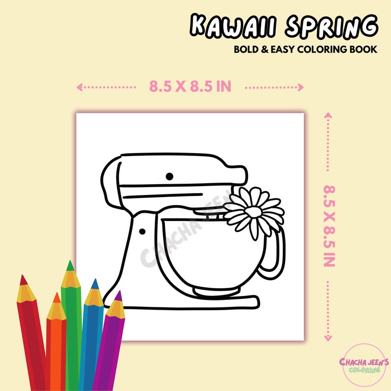 Kawaii Spring coloring pages, spring coloring book, cozy coloring pages, happy easter, cute bold easy coloring pages, coloring pages for adults and teens, Kawaii coloring pages, coloring books, hand drawn, Alcohol Markers, Coloring Pages PDF, Printable coloring Pages, digital download, instant download, Chachajeenscoloring
