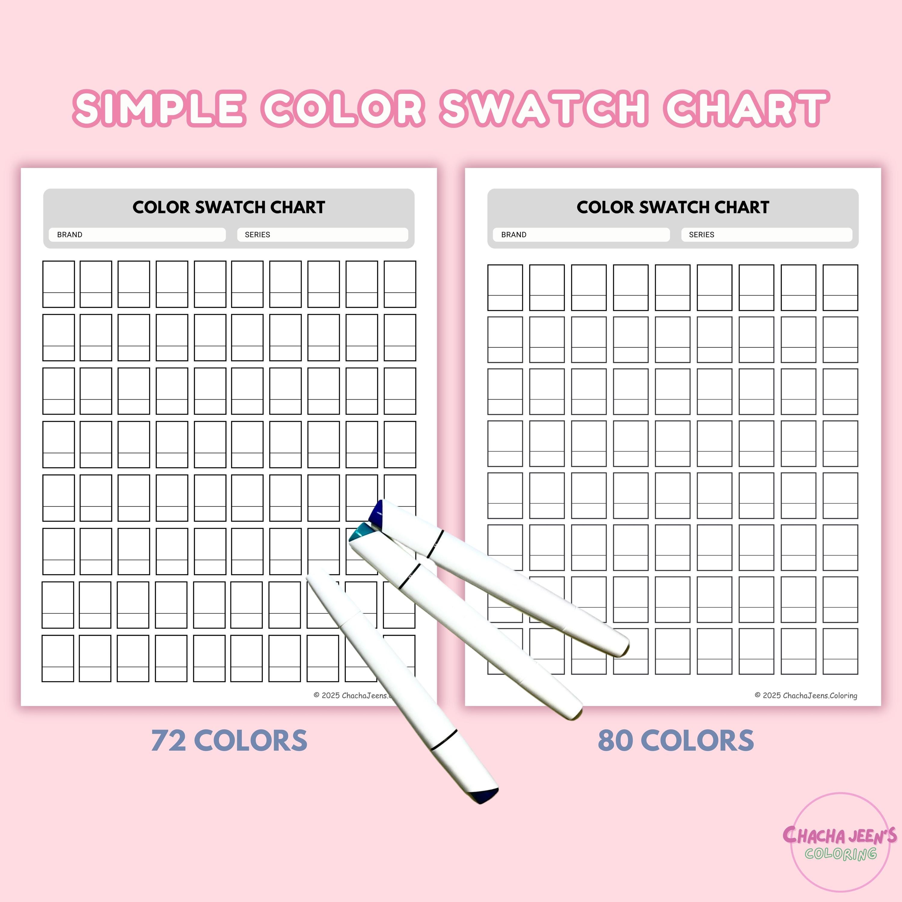 Color Swatch Chart: Marker & Watercolor Testing (printable PDF) - Etsy