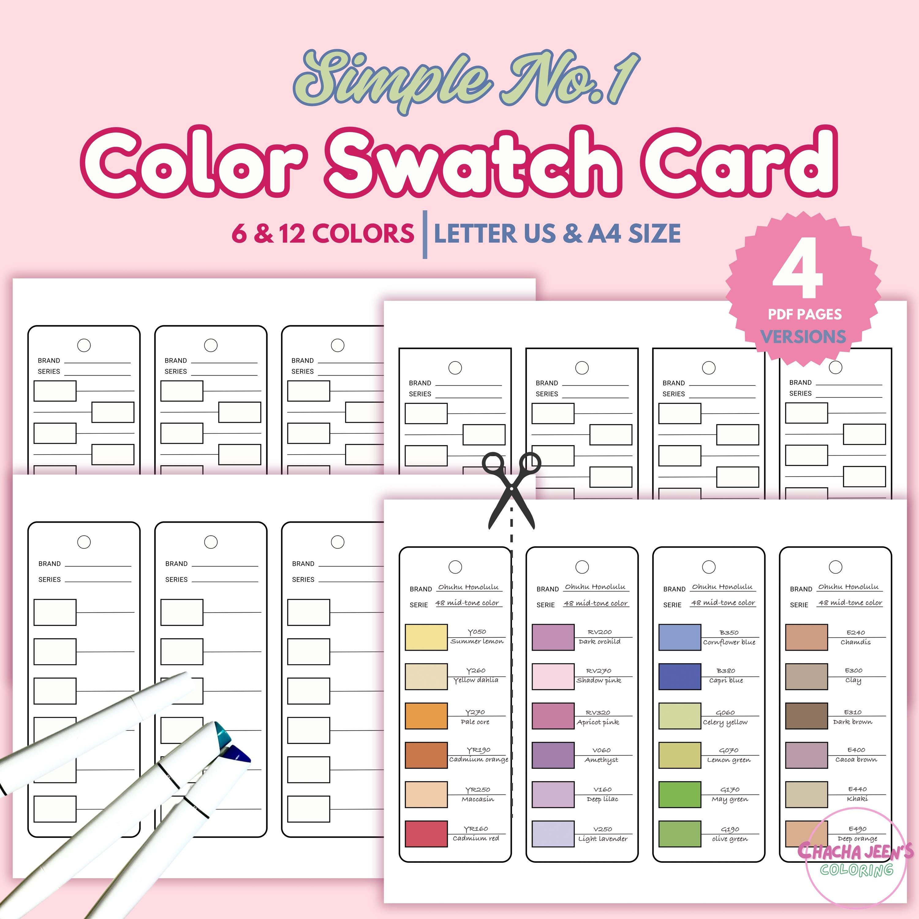 Printable Color Swatch Cards: Alcohol Marker & Pencil Chart (PDF Download)