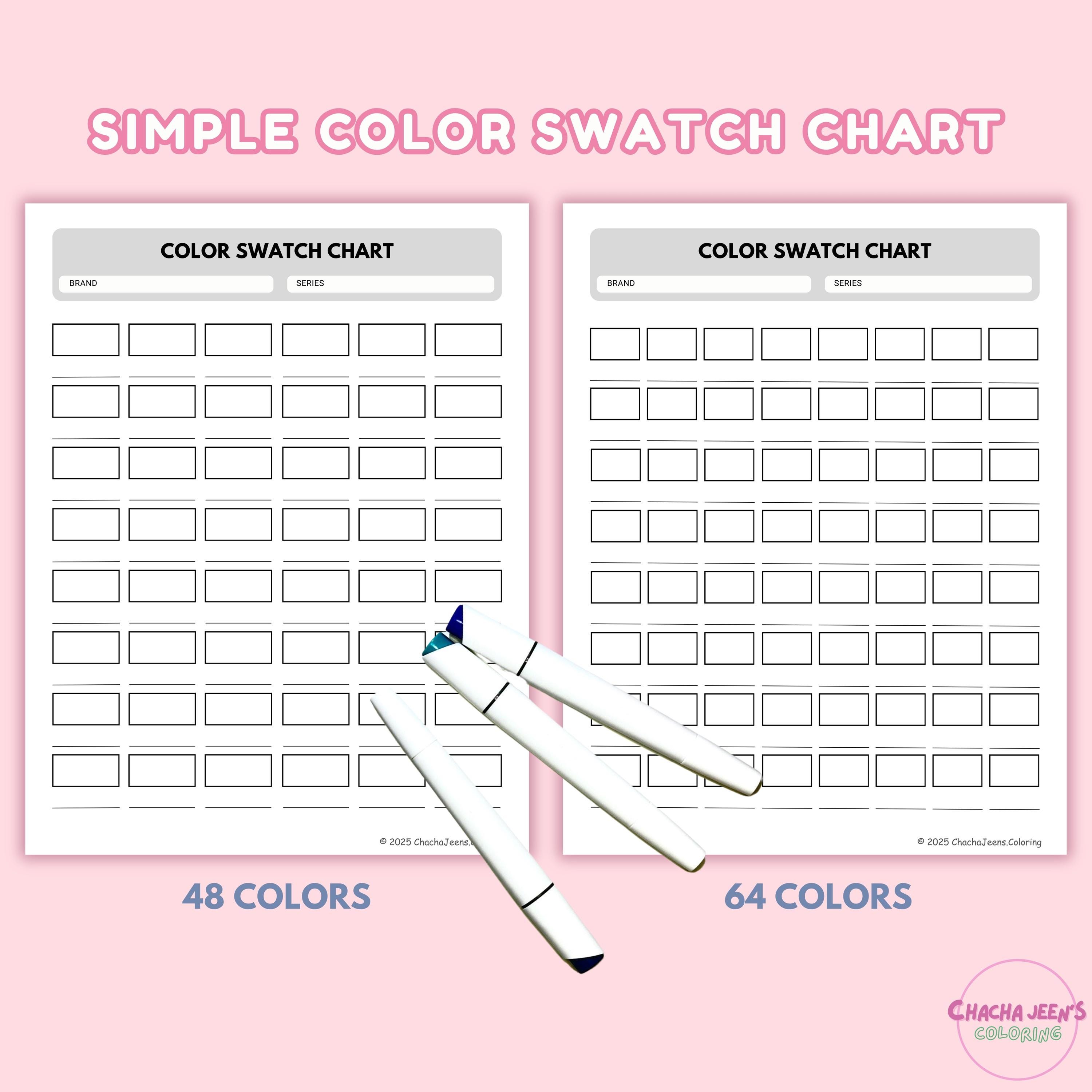Color Chart 48 Fill In Color Swatch Chart: 48-120 Swatches, Printable PDF (a4/letter) - Etsy