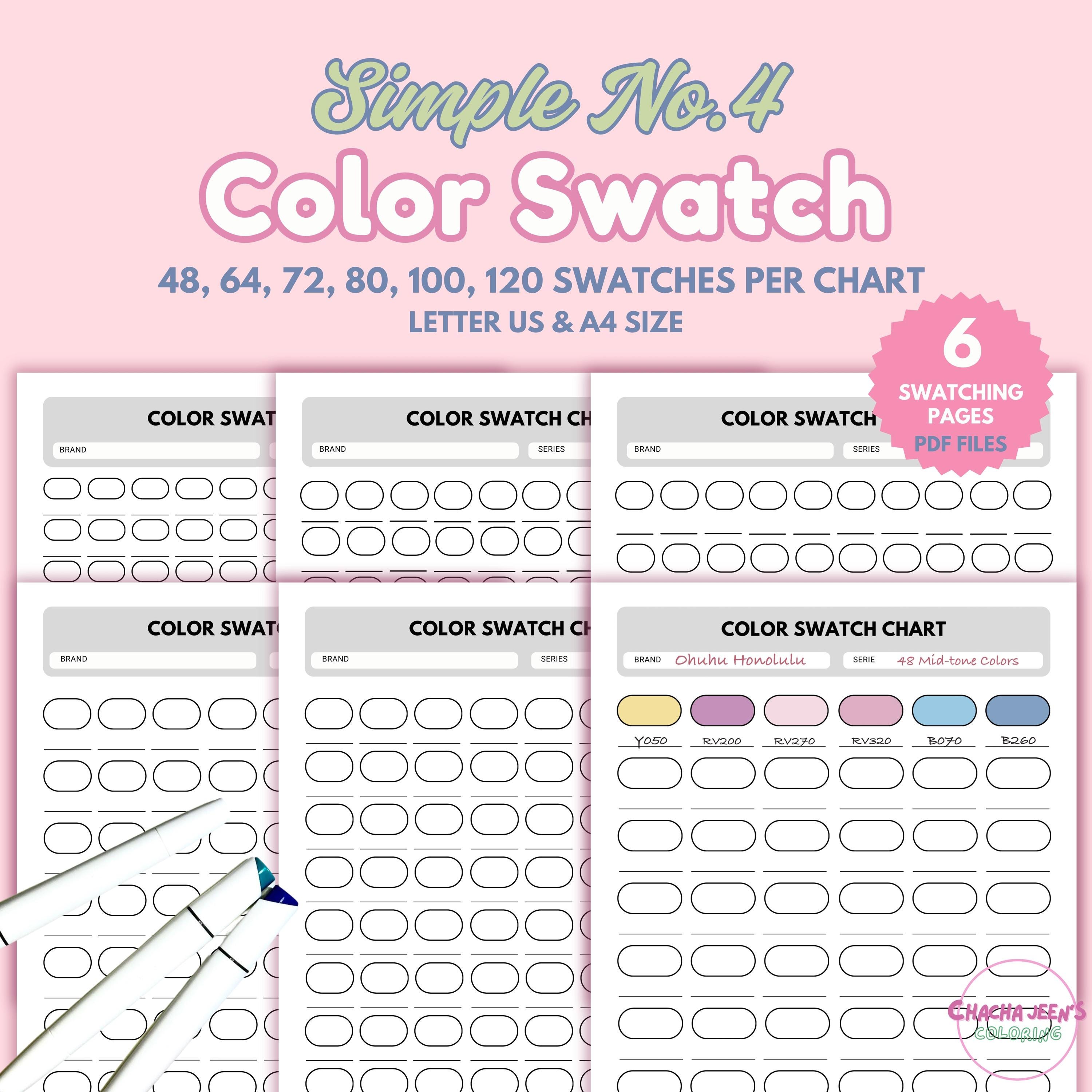Color Chart 48 Fill In Color Swatch Chart: 48-120 Swatches - Printable PDF (a4/letter) - Etsy