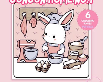 Comfy Home, Kawaii Cozy Coloring Pages for Adults | 6 Cute Aesthetic Printable Doodles | Relaxing & Fun Hand-Drawn Art for Instant Download